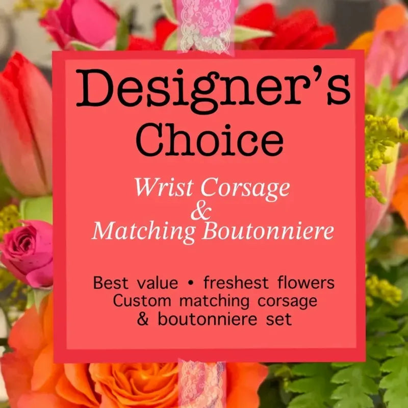Designer's Choice- Wrist Corsage & Boutonniere Combo – Bolton Florist Inc, Bolton ON