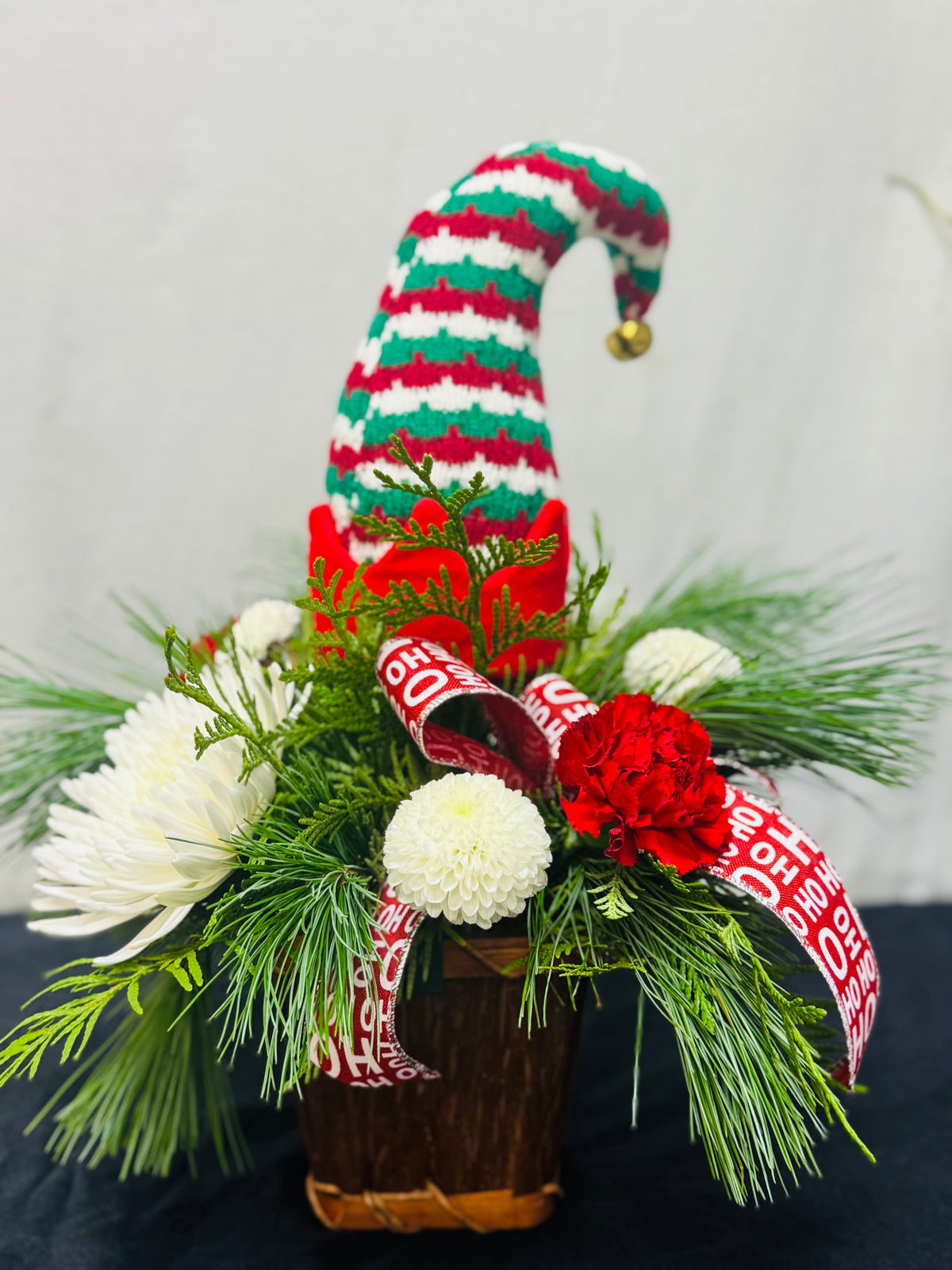 Elf Hat Centerpiece – Bolton Florist Inc, Bolton ON