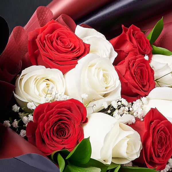 Rosas rojas y blancas