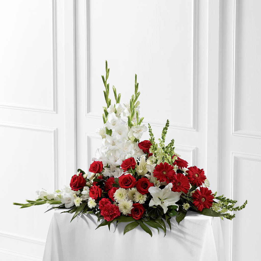 Crimson & White Arrangement – Bolton Florist Inc, Bolton ON