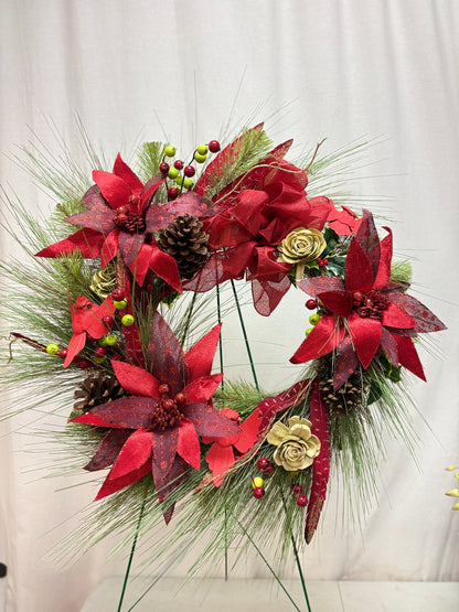 Holiday Poinsettia Wreath –  Bolton Florist Inc, Bolton ON